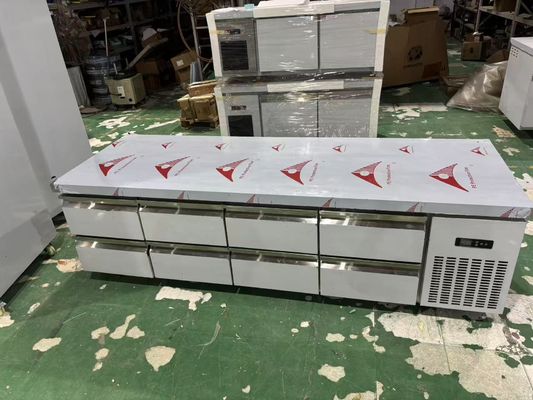 品質  Commercial 8-Drawers Counter Table Under Counter Kitchen Workbench Refrigerator 工場