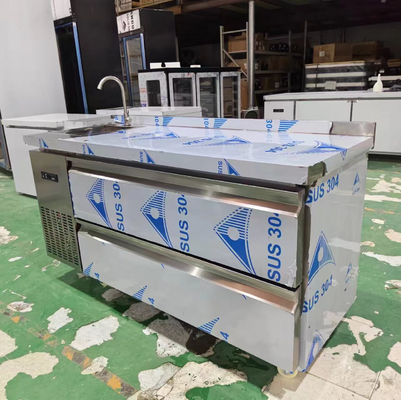 カスタマイズされた 商業用冷蔵庫 冷蔵庫 60 " カウンター底冷蔵庫 2 引き出し 115v 304 シルバー