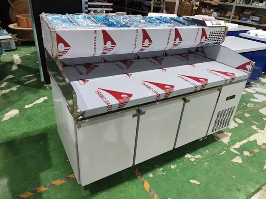 1.8M サラダ作業台 3 ドア アンダーカウンター 冷蔵 ピザ 準備テーブル トップディスプレイ