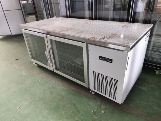 レストランのためのカウンター冷蔵庫の下 グラスドア付きの商用作業台