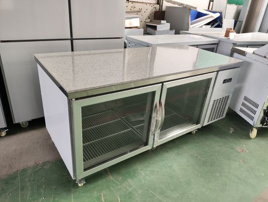 レストランのためのカウンター冷蔵庫の下 グラスドア付きの商用作業台