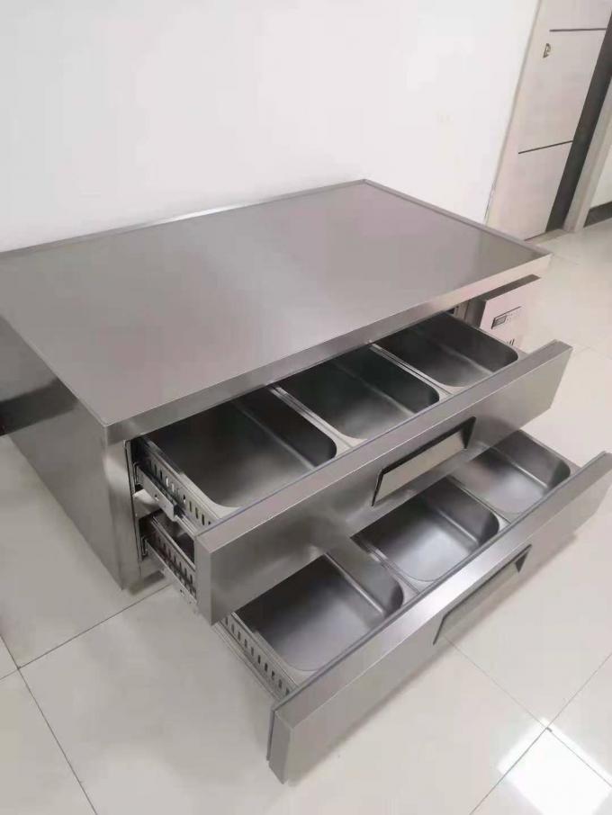 商用 6 引き出しのカウンターテーブルチェスト ステンレス鋼 冷蔵庫 厨房機器 2